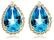 14k Yellow Gold Pear-Shaped Swiss Blue Topaz Rope Trimmed Earrings