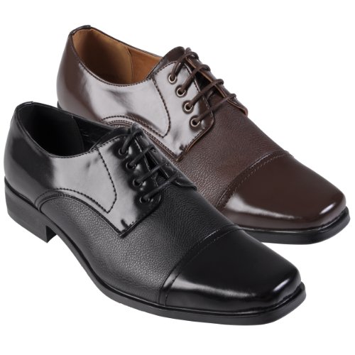 Daxx Mens Topstitched Square Toe Faux Leather Oxfords