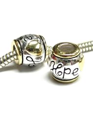 14k Gold Sterling Silver Hope Love Heart Bead For Pandora Troll Biagi Chamilia European Charm Bracelets