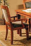 Set of 2 Dining Arm Chairs with Gray Upholstered Seat and Back in Warm Oak  ....
