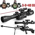 Vokul Tactical 3-9x40mm Illuminated Rifle Scope with Red Laser & Red Dot Sight of Red / Green Reticle Mount