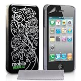 Mobile Madhouse TM Apple iPhone 4 / 4S Custodia Nero e Argento Rosa Duro Indietro Caso Con Schermo Pellicola Protezionedi Mobile Madhouse