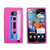 Alla Moda Rosa Blu E Bianco Retro Cassetta Cassette Tape Silicone Custodia Per Samsung Galaxy S2 i9100 Con Schermo Pellicola Protezionedi Yousave