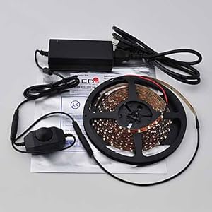 5 Meter Reel Warm White 3100k Flexible LED Ribbon 300 Leds 16 Ft with Inline Dimmer and Plu-In Transformer By Ledwholesalers, 2026WW-Kit