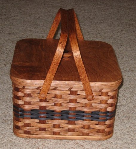 IN STOCK!!! SHIPS SAME DAY!!! Amish Handmade Square Double Pie Basket w/Inside Tray, Lid, and Two Swinging Carrier Handles IN BLUE