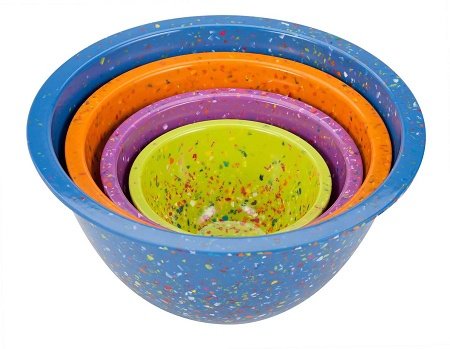 Set of 4 Multi Confetti Melamine Mixing Bowls Blue 1768 7005