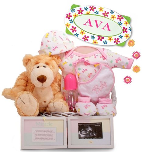 Personalized Oh Girl! Little Miracle Baby Girl Gift Basket by Kara Nessian