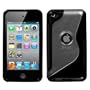 Gummy Cover - Transparent Clear/Solid Black (S Shape) for Apple iPod Touch 4G