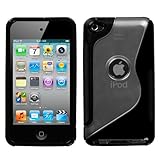 Gummy Cover - Transparent Clear/Solid Black (S Shape) for Apple iPod Touch 4G