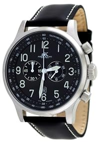 Adee Kaye #AK201-M Men's Aeromaster Leather Strap Oversized Chronograph Watch