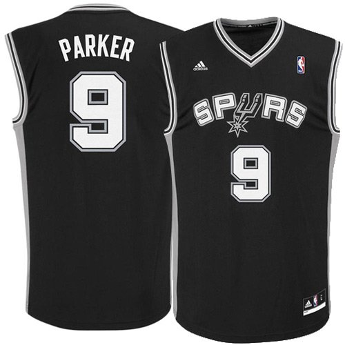 NBA San Antonio Spurs Black Replica Jersey Tony Parker #9, Large