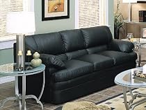 Ocean Avenue Classic Black Leather Couch Sofa