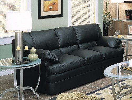 Ocean Avenue Classic Black Leather Couch Sofa