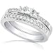 2/5ctw Three Stone Princess Diamond Wedding Ring Set in 14kt White Gold (HI/I1-I2)
