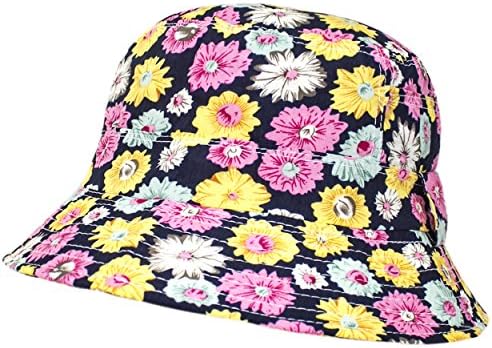 Prikinder Summer Outdoors Flowers Pattern Cotton Small Bucket Sun Hats