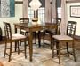 5pc Counter Height Dining Table & Stools Set Rich Walnut Finish