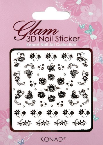 Konad Black Floral Nail Art Stickers with Tiny Built In Gems [Misc.]