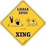 【XING２】 LHASA APSO サインボード：ラサアプソ 二頭 横断 注意 看板 Made in U.S.A [並行輸入品]