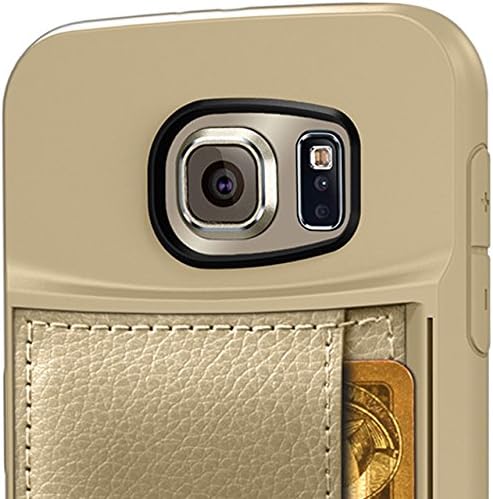 Smartish Galaxy S6 Wallet Case - Q Card Case for Samsung Galaxy S6 - Ultra Slim Protective Kickstand Credit Card Carrying Case (CM4) - Platinum Gold