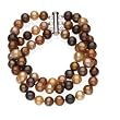 Freshwater Dyed Chocolate Cultured Triple Strand Pearl Bracelet