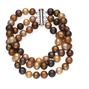 Freshwater Dyed Chocolate Cultured Triple Strand Pearl Bracelet