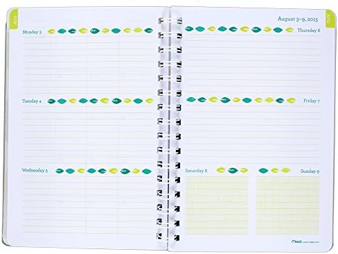 Mead Academic Year Weekly/Monthly Planner, Botanical Boutique, Leaves Design, 12 Months, 5.5 x 8.5 Inches Page Size (73054)