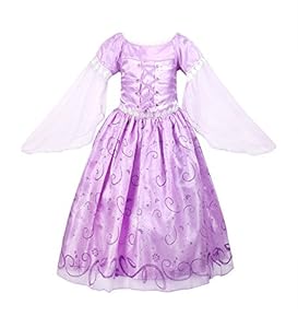 ReliBeauty Little Girls Princess Rapunzel Dress Costume (6, Lavender)