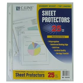 C-Line Top Loading Sheet Protectors, Economy Weight Polypropylene, for 8.5 x 11 Inch Sheets, 25-Pack, 05048