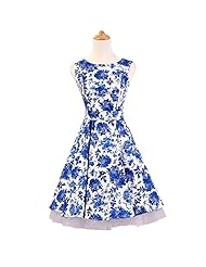 Floral Print Cotton Sleeveless Vintage Evening Dress/Prom Dress/Wedding Party Dress 