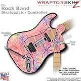 Kearas Flowers on Pink WraptorSkinz Skin fits Rock Band Stratocaster Guitar for Nintendo Wii, XBOX 3