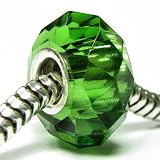 Sterling Silver Birthstone Emerald Crystal For Pandora, Chamilia, Biagi, Troll European Bead Charm May