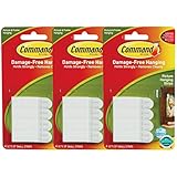 Command Picture Hanging Strips, Small, White, 8-Strips Each, 3 pack