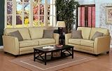 All new item 2 pc beige microfiber fabric upholstered sofa and love seat set