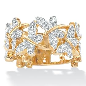 Diamond Accent 18k over Sterling Silver Butterfly Ring: Jewelry