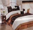 Queen Size Micro Suede Coffe Brown / Light Brown /Beige Patchwork Comforter Set