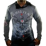 CHRISTIAN AUDIGIER Ed Hardy Hooded Falcon Mens Long Sleeve Hoodie T-Shirt