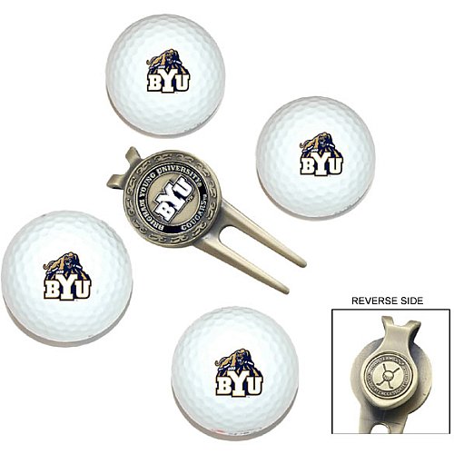 Brigham Young Cougars Pack Of 4 Golf Balls And Divet Tool Gift Set From Team Golf