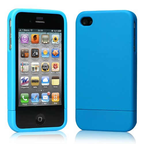 iPhone 4　ケース　ハードプラスチック　上下はめ込みタイプ　ライトブルー　（型番186）　USB充電ケーブル  液晶保護フィルム付（全４色）
