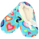 Ladies/Womens Heart Design Super Soft Sherpa Lining Ballerina Slipper Socks with Grip
