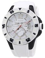 Guess Mens & Womens Stainless Steel Case White Silicone Watch W0034G5