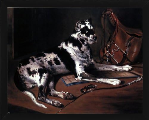 Bernard De Gempt Recumbant Great Dane - 16" x 20" Framed Premium Canvas Print