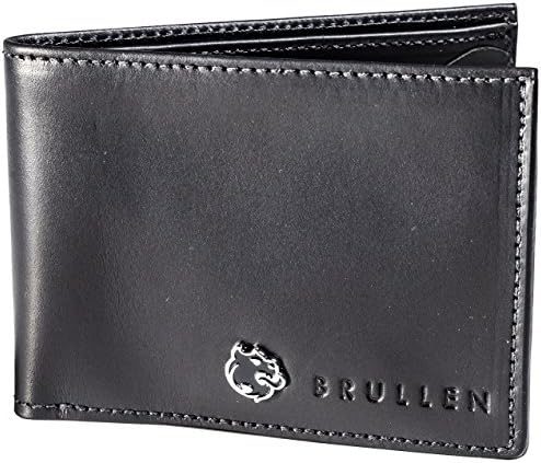 Brullen Company Men's BiFold Leather Wallet - MADE IN USA (Black)