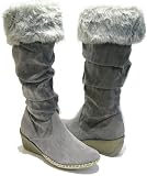 Furry Slouchy Gray Vegan Mocassins