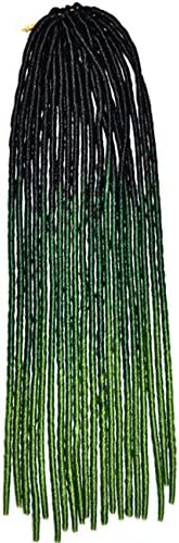 Colorlife 1 Pack 20" Black to Dark Green to Grass Three Color Soft Dread Lock Crochet Braid Hair Extension Synthetic Braiding Hair