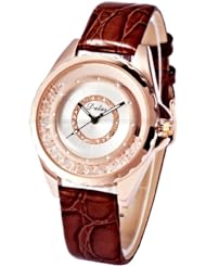 Crystal Rose Gold Watch Quartz Wrist Fashion Women Crystal New Bracelet Lady Analog Leather Band