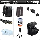 Essential Accessories Kit For Sony Cyber-Shot DSC-HX100V, DSC-HX200V Digital Camera Includes Extended (1000mAh) Replacement NP-FH50 Battery + Ac/Dc Travel Charger + Deluxe Case + Mini HDMI Cable + USB Reader + Screen Protectors + MicroFiber Cloth + More