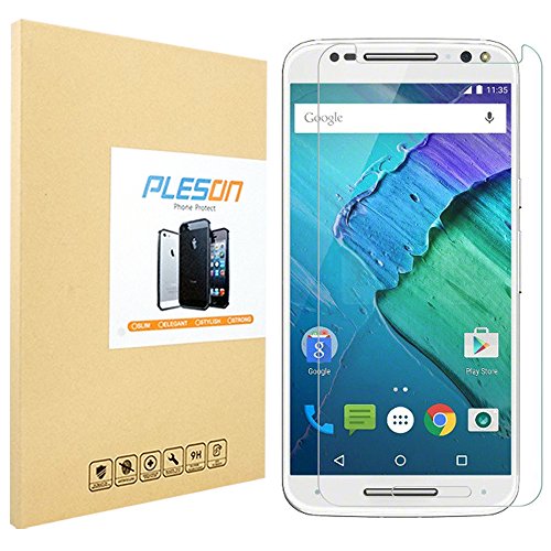 Moto X Pure Edition Screen Protector, PLESONÂ® Motorola Moto X Pure Edition/X Style Tempered Glass Screen Protectors 0.26mm 99.9% HD 9H Hardness Glass Screen Protector For Moto X Pure-Lifetime Warranty