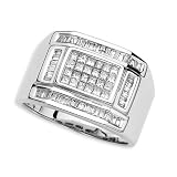 14K White Gold 1 ct. Baguette and Princess Cut Diamond Men's Ring