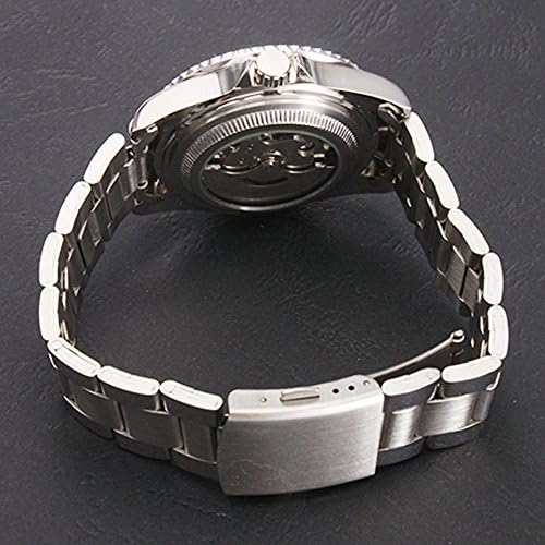 Yajing Mens Watch Luxury Auto Mechanical Analog Stainless Steel Band Calendar Wristwatch