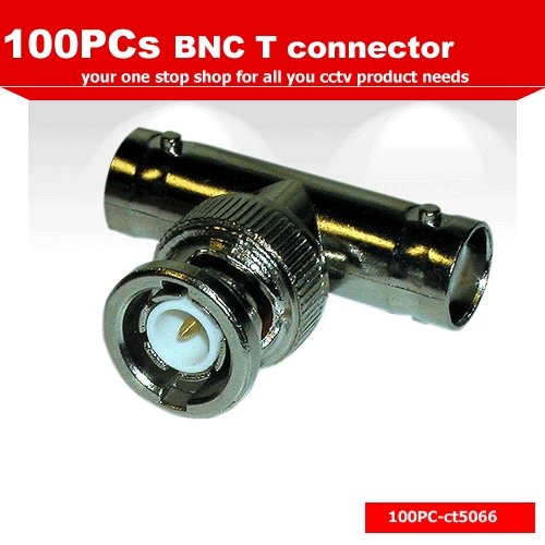 100 pcs BNC Male to BNC Double Female Splitter BNC T-Adapter Male to (2) Female